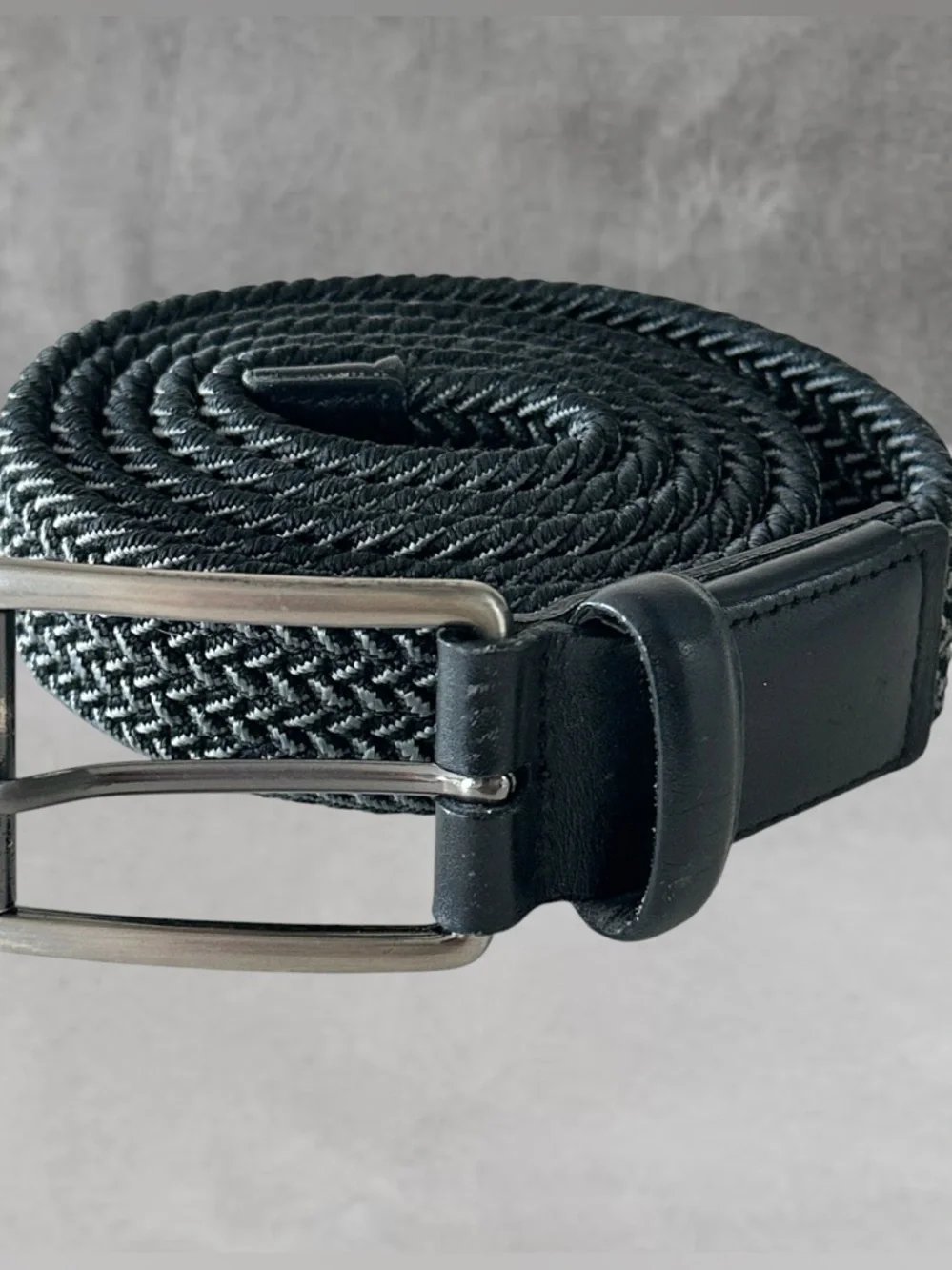 FULL GRAIN COWHIDE LEATHER BRAIDED COTTON STRETCH BELT 42